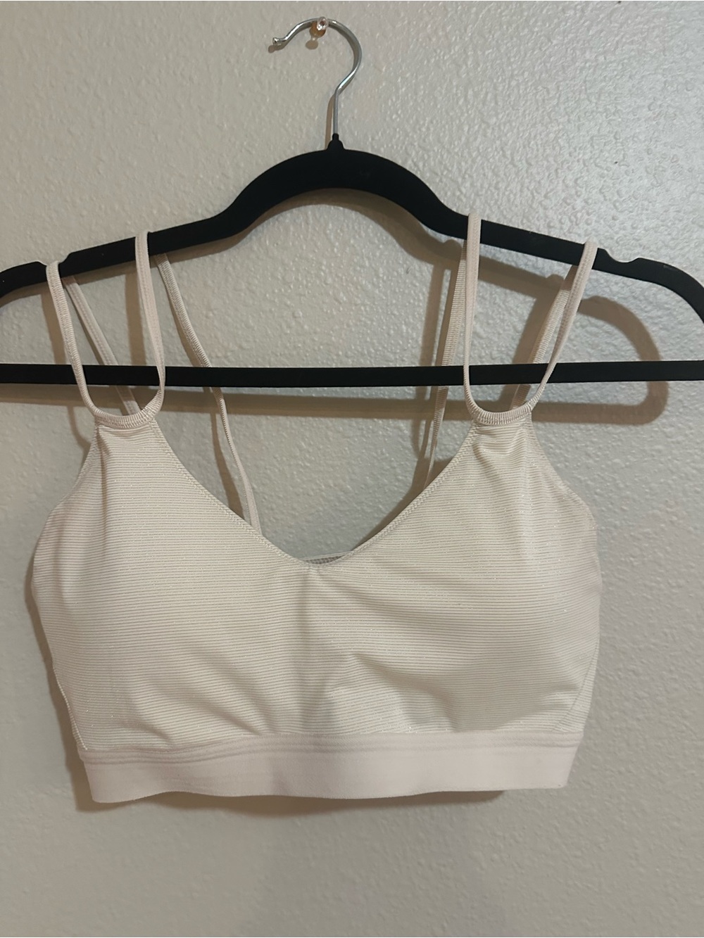 Nike Women's Cream Ribbed Strappy Bralette